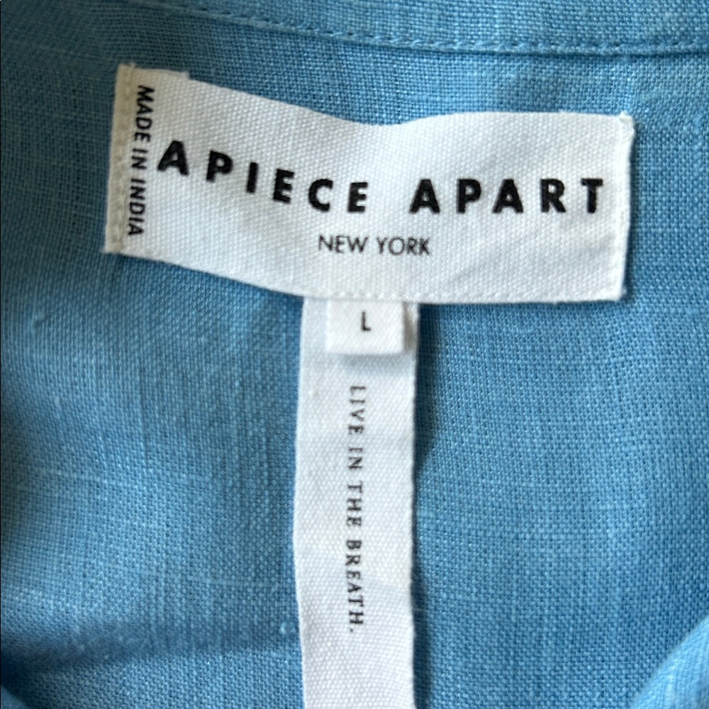 Apiece Apart- Sollar button up linen top in Robin Blue - Picture 8 of 9